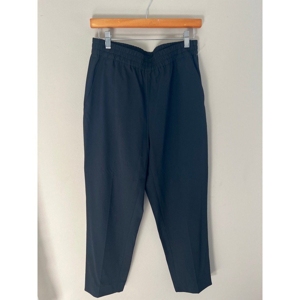 Everlane Women Black 100% Wool Elastic Waist Tapered Trousers Pants Size 8